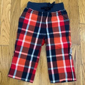 Frugi 12-18mo Plaid Red and Navy Cotton Pants